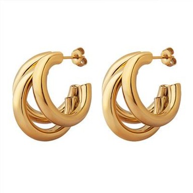 Anting Chunky Triple Hoop