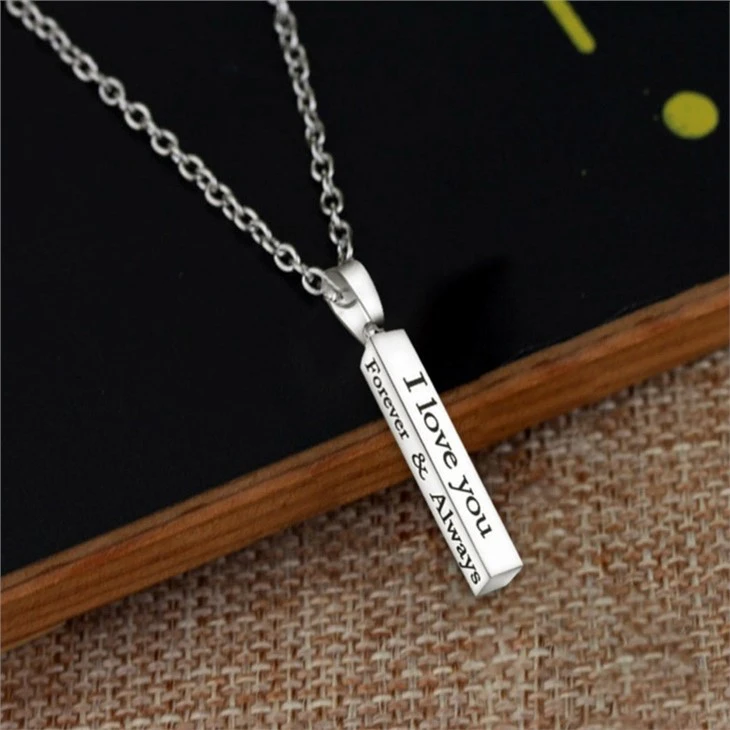 engraved vertical bar necklace