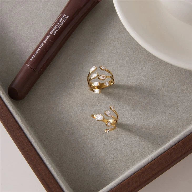 Multi Split Band Mixed Shape CZ Open Ring high quality