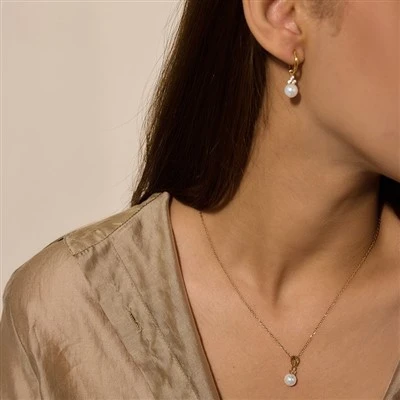 Kalung CZ Mutiara Baja Tahan Karat