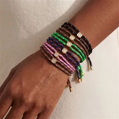 Gelang Tali Tenun Multi-Warna yang Dapat Disesuaikan