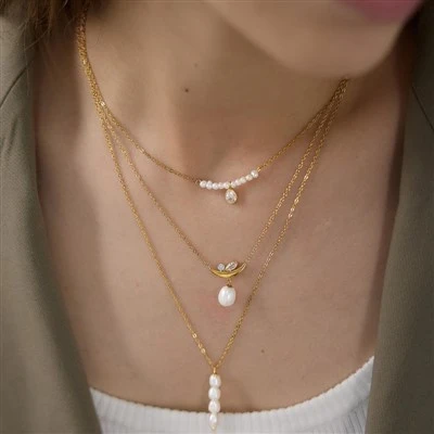 Kalung Mutiara CZ Bulan Sabit