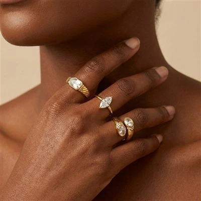 Cincin Solitaire CZ Potongan Zamrud