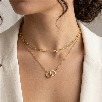 Kalung Cincin Ganda Matahari yang Saling Bertautan