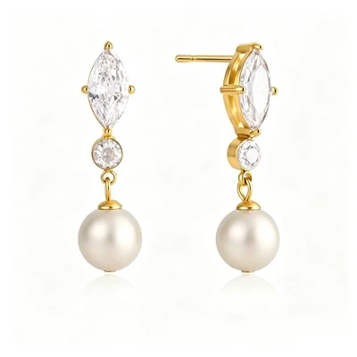 Anting Tetesan Mutiara Marquise CZ