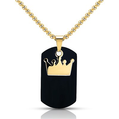 Kalung Rantai Kotak Tag Mahkota Ratu