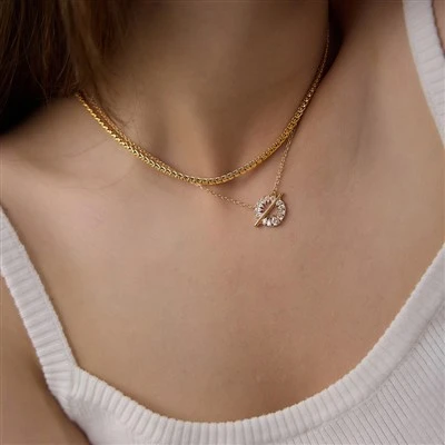 Kalung Liontin CZ Tetesan Air Mata Desain Batang Bulat