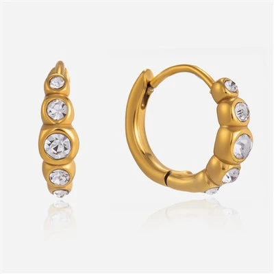 Anting Lingkaran Berlian Imitasi Bulat