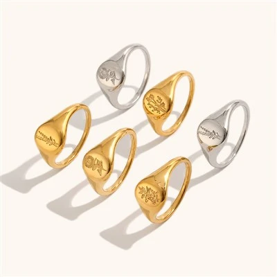 Cincin Stempel Berukir Bunga Matahari